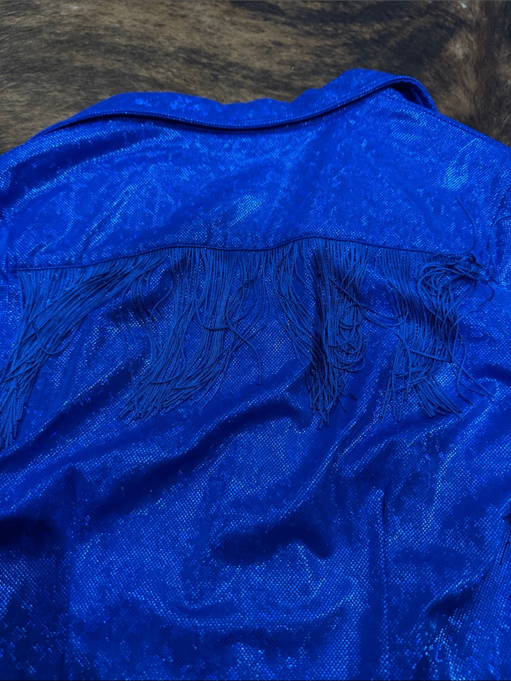 NWOT ROYAL SPARKLE & FRINGE PERFORMANCE RODEO SHIRT - Picture 6 of 7